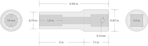 Miniatura 6 de TEKTON Encastre de 1/2 pulgada x 0.512 in de profundidad 12 puntos de impacto SID23313