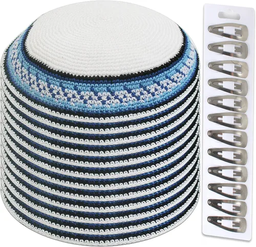 Miniatura 11 de Zion Judaica - Paquetes de Kipá de punto de calidad a granel, Kipppot o Kippas individuales, clips Kipa gratis incluidos