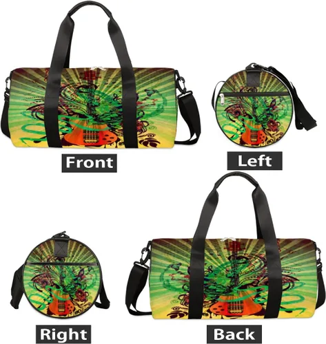 Miniatura 7 de Grunge - Bolsa de lona musical retro con correa de hombro desmontable, bolsa deportiva para gimnasio, bolsa deportiva para estudiantes, 17.6 x 9 x 9