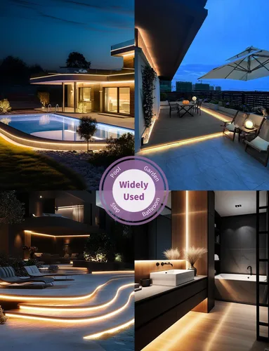 Miniatura 8 de Tira de luces LED COB de 20 pies para exteriores IP67 impermeable, 6M, CC flexible 24V, control remoto y aplicación, regulable, blanco cálido 3000