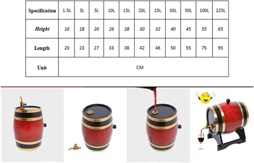 Miniatura 8 de Barriles de envejecimiento de roble de 3 L, dispensador de barril de whisky para el hogar, cubo de vino para vino, licores, cerveza y licor