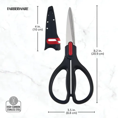 Miniatura 3 de Farberware Tijeras multiusos de acero inoxidable autoafilables con manga Edgekeeper Negro