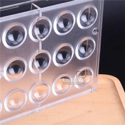 Miniatura 4 de 24 cavidades 0.9 in de diámetro forma de media bola policarbonato PC chocolate molde estrellado heven dulces haciendo moldes DIY suministros