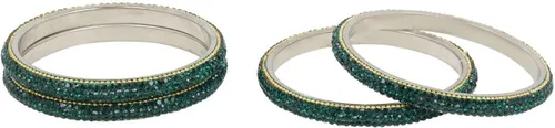 Miniatura 8 de Efulgenz Rhinestone Bangle Bracelet CZ Crystal Bridal Wedding Party Bracelet Indian Bangle Set Fashion Jewelry for Women (2 Pcs)