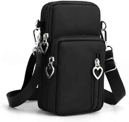 Bolso bandolera espacioso para teléfono celular para iPhone 17 16 Pro Max Samsung Galaxy S25 S24 Ultra A15 A16 A17 (negro)