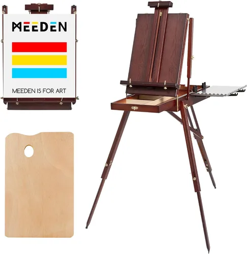 MEEDEN Caballete francés, caballete de plein air, caballetes de arte para pintar para adultos, caballetes de viaje, caballete de artista portátil