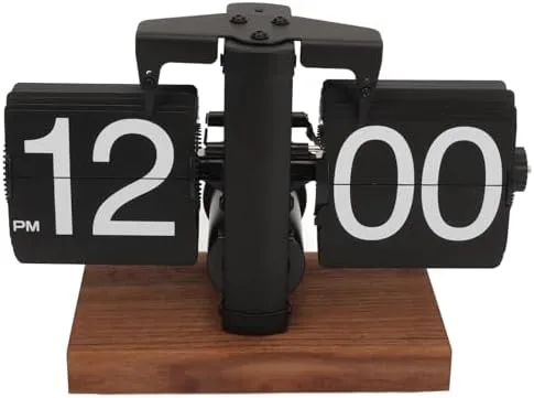 Miniatura 7 de Reloj abatible, retro vintage digital abatible, funciona con pilas, giro automático, estante de escritorio mecánico para sala de estar, oficina