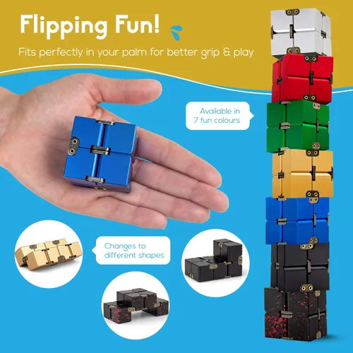 Miniatura 5 de PILPOC theFube Cubo infinito de escritorio Fidget - Cubo mágico infinito de aluminio con estuche, resistente, pesado, alivia el estrés