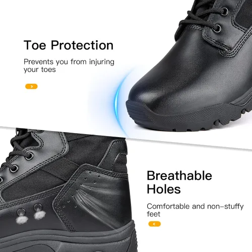 Miniatura 4 de FREE SOLDIER Botas tácticas para hombre de 8 pulgadas, ligeras, botas de combate duraderas, botas de trabajo militares de gamuza duradera, botas