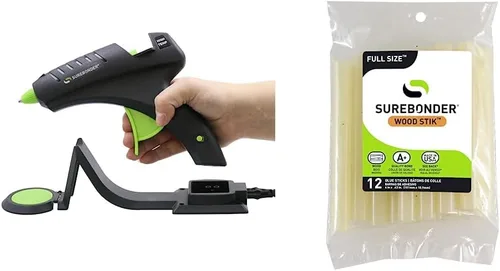 Miniatura 8 de Pistola de pegamento caliente sin cable Surebonder, alta temperatura, tamaño completo, 60W, 50% más potencia y barras de pegamento caliente Adtech