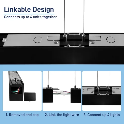 Miniatura 6 de hykolity Luz LED de canal lineal suspendida arquitectónica de 4 pies enlazable, 23/32/40W 3000K/4000K/5000K CCT seleccionable, accesorio
