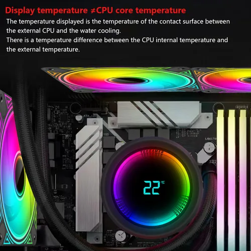 Miniatura 4 de TGDGAMER T-240MM Negro ARGB Refrigeración Líquida de CPU con Ventilador PWM ARGB de 240mm, Pantalla de Temperatura, Refrigeración de Agua