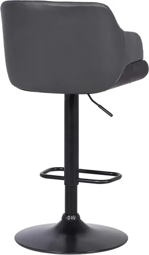 Miniatura 5 de Armen Living Toby Taburete giratorio de piel sintética, ajustable, gris y negro