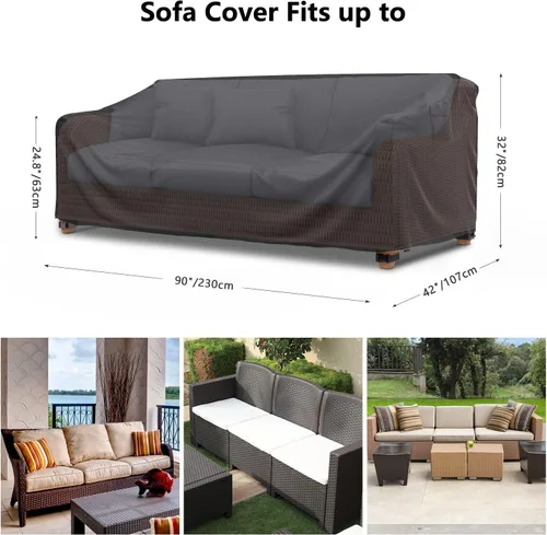 Miniatura 2 de Mrrihand Funda impermeable para sofá de patio de servicio pesado, funda para sofá de exterior de 3 plazas, funda para muebles de patio al aire libre