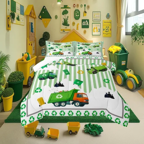 Miniatura 15 de Juego de edredón de caricaturas de autos para adolescentes, juego de ropa de cama de transporte urbano, ropa de cama para decoración del hogar