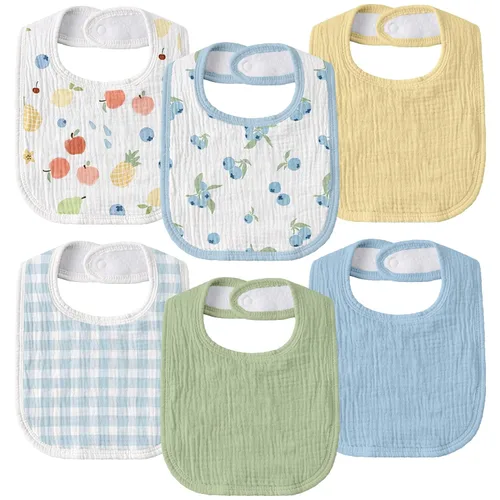 Miniatura 16 de GLLQUEN BABY Baberos de muselina para babeo para niños y niñas 8 unidades, baberos ajustables para bebé para babeo y dentición, babero de bandana