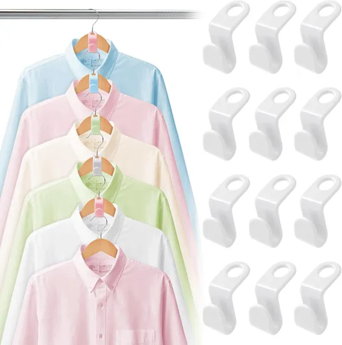 Miniatura 7 de 50 ganchos para colgar ropa que ahorran espacio, organizadores de plástico para armarios y extensor de almacenamiento para conexión de perchas