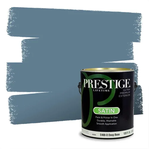 Miniatura 765 de Pintura Exterior + imprimación PRESTIGE, todo-en-uno, 1 galón, acabado mate, color comparable al Valspar* Royal Gray* VS151-Gris real