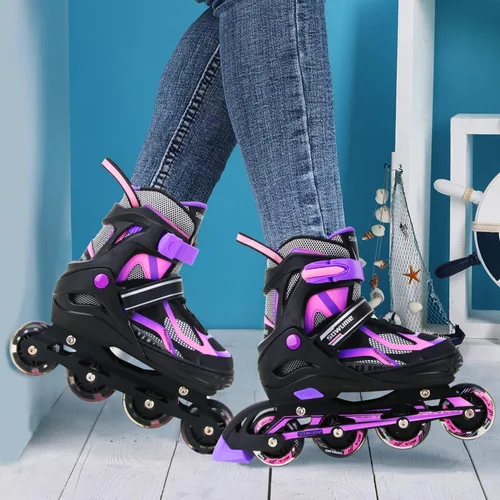 Miniatura 6 de Patines en línea ajustables para niñas y niños, patines con todas las ruedas iluminadas, patines para mujer para niños y adultos, hombres, mujeres