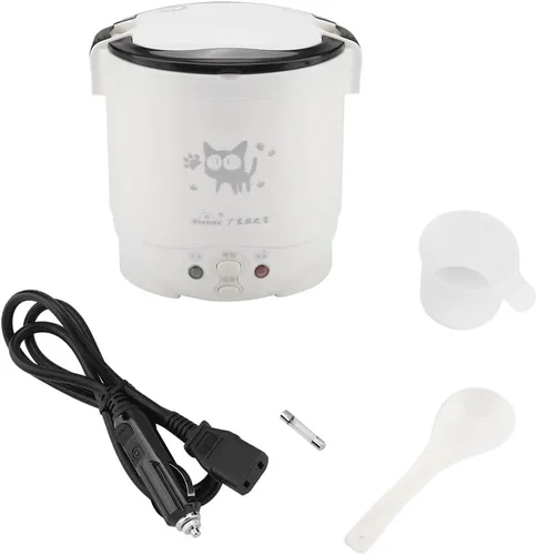 Miniatura 3 de 12V 100W 1L olla de arroz portátil eléctrica para el coche, vaporizador multifuncional de alimentos, blanco, revestimiento antiadherente