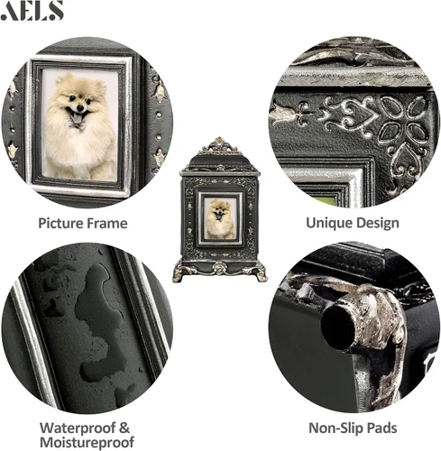 Miniatura 4 de AELS Urna de mascotas caja de memoria para recuerdos con ranura para fotos, urnas conmemorativas para perros para cenizas, urnas de cremación