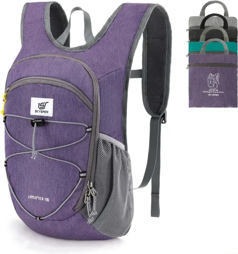 Miniatura 12 de SKYSPER Mochila de senderismo plegable de 15L/20L, mochila de viaje plegable ligera con correa para el pecho, paquete plegable pequeño para caminar