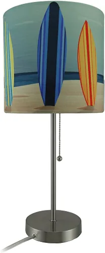 Miniatura 3 de Zeckos Lámpara de mesa de acero inoxidable de 18 pulgadas, un acento de decoración temática de playa perfecto con cautivadora pantalla de tabla