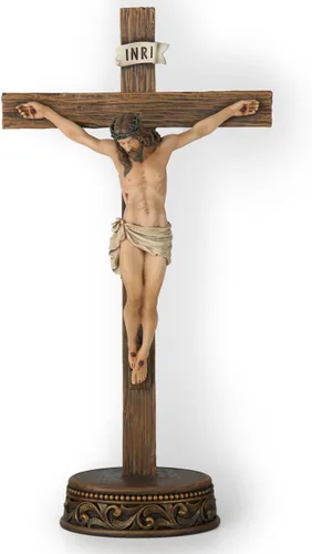 Miniatura 8 de Crucifijo Católico de Pared BC, Cruz de Jesucristo Decoración Inspiracional para el Hogar, Regalo Religioso Devoto, 14"H, Escultura Renacentista