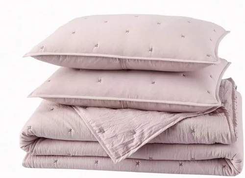 Miniatura 6 de BOURINA - Juego de colcha bordado de 3 piezas, microfibra prelavada, ultra suave, ligera, con bordado de estrellas, para cama full/queen, color rosa