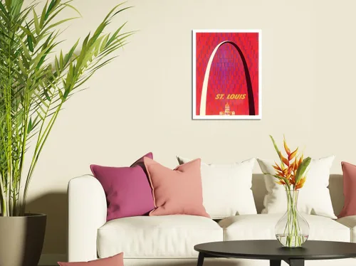 Miniatura 3 de Pacifica Island Art St. Louis - The Gateway Arch Monument - Póster de viaje vintage por David Klein c.1950s - Cartel de metal vintage de 8 x 12