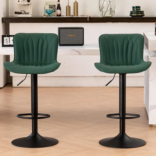 Miniatura 25 de YOUNIKE Juego de 2 taburetes de bar marrones modernos giratorios de altura de mostrador con respaldo alto ajustable para cocina, taburetes de bar