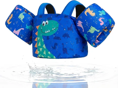 Miniatura 12 de Gogokids Chaleco de natación para niños pequeños, flotadores para niños de 24 a 66 libras, bonita chaqueta de natación de dibujos animados con arnés