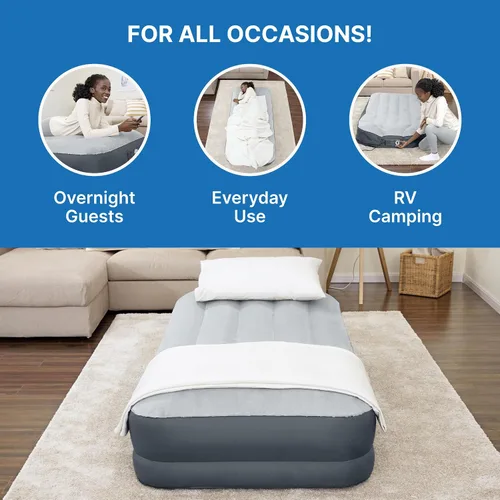 Miniatura 6 de SleepLux Colchón de aire tamaño individual súper suave y cómodo, protector resistente extra duradero con almohada integrada elevada de 15 pulgadas