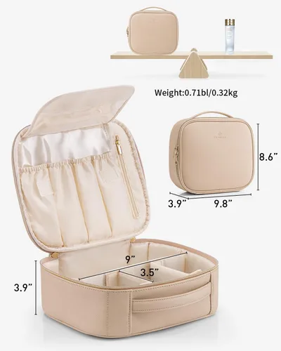 Miniatura 4 de Vlando Bolsa de Maquillaje de Viaje, Bolsa de Cosméticos de Gran Capacidad para Mujeres, Estuche Organizador de Maquillaje de Cuero PU, Bolsa de A.