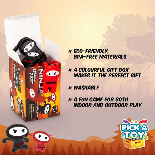 Miniatura 6 de PICK A TOY Juguetes ninja para niños y niñas, suministros de recuerdos de fiesta, ninjas voladores elásticos, 12 piezas, juguetes de tirachinas