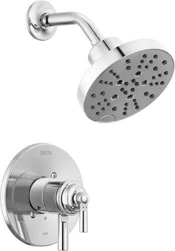 Miniatura 8 de Delta Faucet Saylor Serie 17 Kit de moldura de válvula de ducha de níquel cepillado con cabezal de ducha H2Okinetic, sistema de ducha Delta, juego