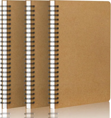 EUSOAR Cuaderno de espiral de tapa dura, tamaño A5, paquete de 3 unidades de 5.5 x 8.3 pulgadas, 120 páginas, cuaderno de espiral con gráficos,