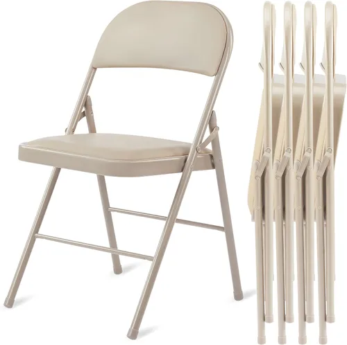 Miniatura 11 de HealSmart Paquete de 2 sillas plegables con asientos acolchados de cuero y marco de metal duradero, cómodas, plegables, portátiles, asiento