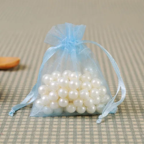 Miniatura 4 de Paquetes de 100 bolsas de organza de 4 x 6 pulgadas, color azul bebé para baby shower, Navidad, recuerdos de fiesta, cumpleaños, boda, despedida
