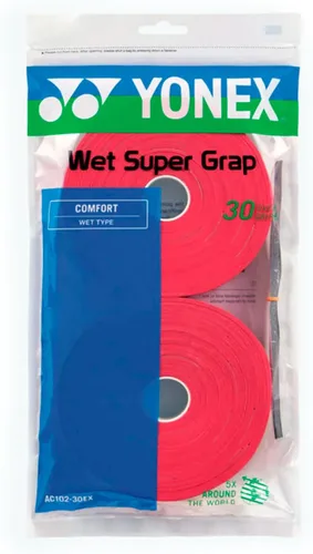 YONEX Super GRAP - Paquete de 30 empuñaduras para raquetas Rojo