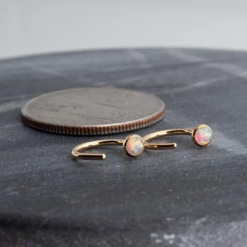 Miniatura 21 de Half Huggie Gold Hoop Earrings for Girls Women Tiny Cartilage Birthstone Stud Piercing Earring Hypoallergenic Earring Screw Back Dainty Hug Hoops