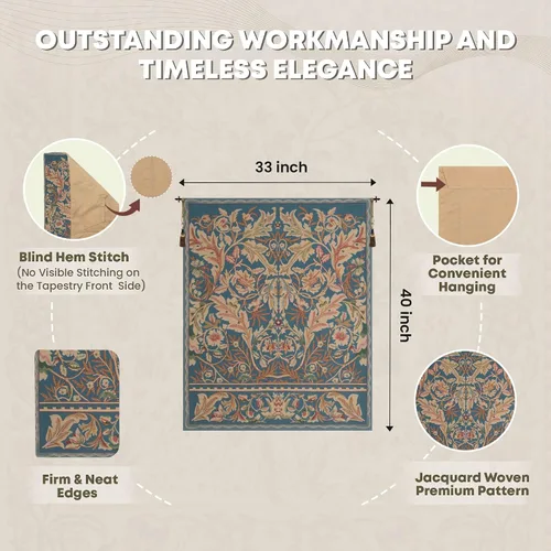 Miniatura 2 de Charlotte Home Furnishings Inc - Tapiz belga mediano para colgar en la pared Acanthus III Decoración de pared inspirada en la naturaleza 33 x 40