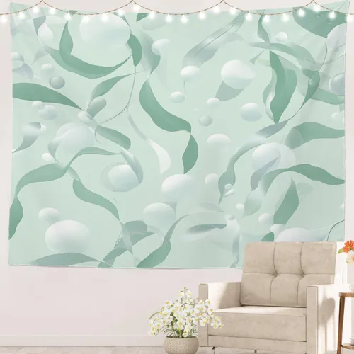 Miniatura 12 de Batmerry Tapiz de pintura abstracta apagado, trazos de expresión artística arte de pared, decoración para colgar, fibra de poliéster, blanco