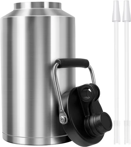 Miniatura 8 de Jarra de Agua de Galón, Botella de Agua Aislada, Jarra de 1 Galón con Asa, Botella de Agua Grande de Acero Inoxidable de 128 oz de Boca Ancha