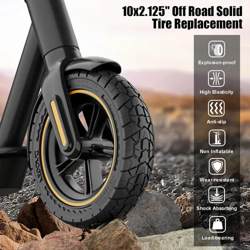Miniatura 3 de Cooryda Neumático todoterreno de 10 x 2.125 para scooter eléctrico Ninebot F20/F30/F40/F65, neumáticos de goma sólida de 10 pulgadas para neumático
