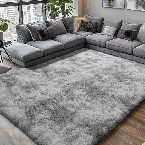 Miniatura 17 de Alfombra peluda para dormitorio, sala de estar, 2 x 6 pies, antideslizante, esponjosa, suave, alfombra lanuda beige y blanca para sala de estar