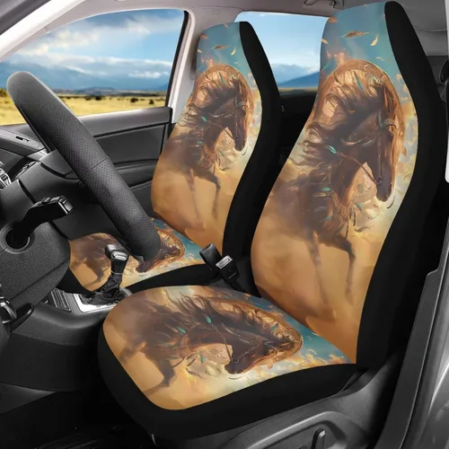 Miniatura 39 de Bulopur Art Horse - Juego de 2 fundas universales para asientos delanteros de automóvil, protectores enteros adecuados para la mayoría