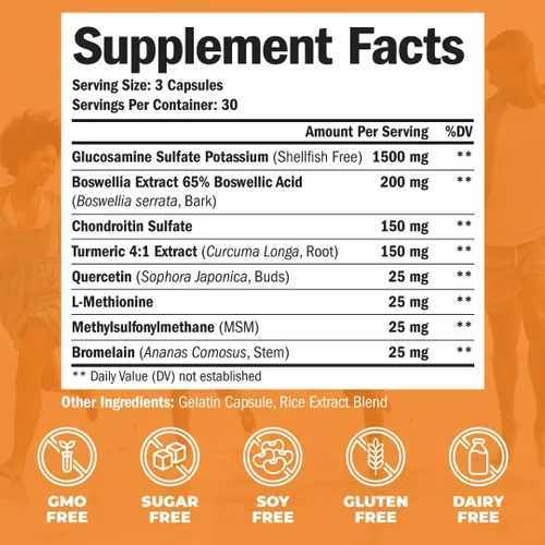 Miniatura 2 de Vimerson Health Glucosamina condroitina cúrcuma MSM + suplemento multivitamínico para hombres 2 botellas para él. Salud de las articulaciones