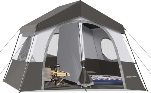 Miniatura 11 de HIKERGARDEN - Tienda de campaña para 6 a 8 personas, tienda de campaña familiar portátil para campamento, tienda de campaña de tela resistente al