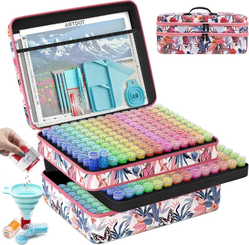 Miniatura 29 de ARTDOT Contenedor de almacenamiento de 30 ranuras para kits de arte de diamantes para adultos, cajas de almacenamiento portátiles de cuentas